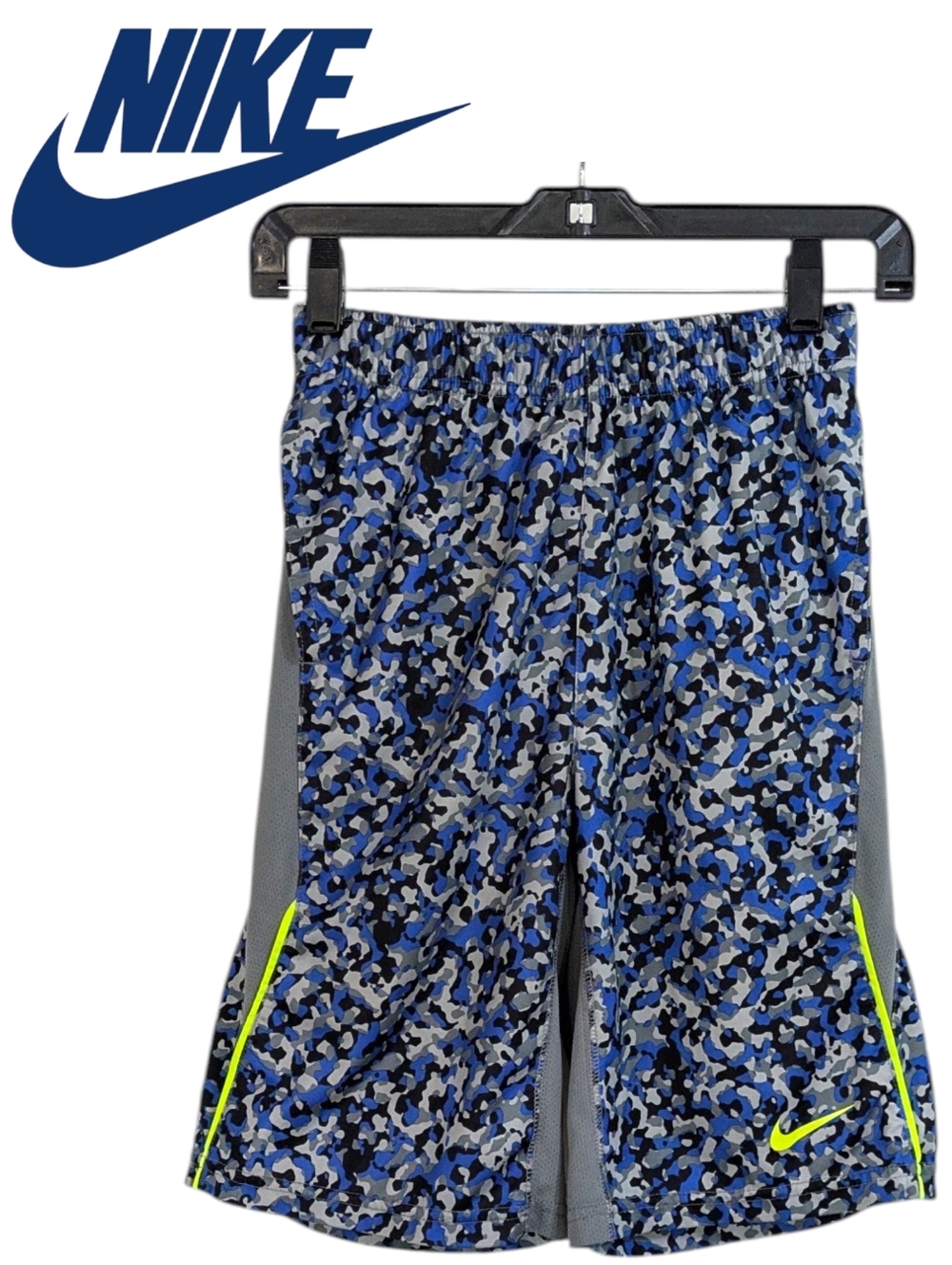 Nike Dri-Fit Basketball Gym Shorts - Blue, Grey, Neon - Size Medium Boys